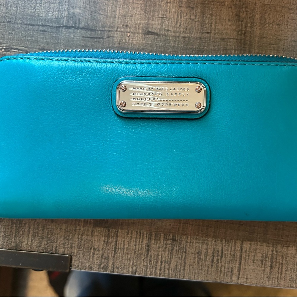 Marc by Marc Jacobs Standard Supply Zip Around  Blue Wallet with Silver Accents